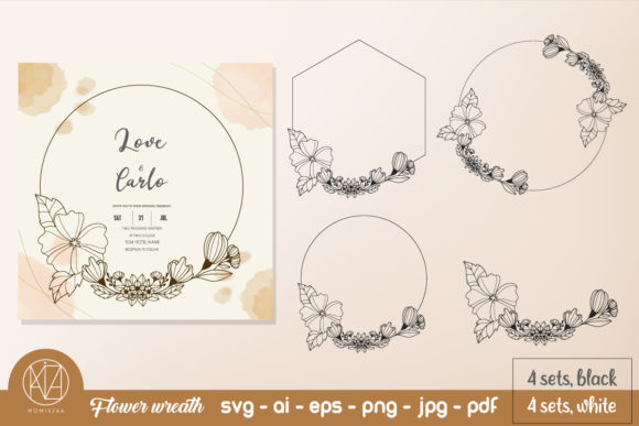 4 Hand Drawn Wedding Ornament: Elegant Line Art for Your Designs