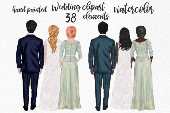 Bride Clipart Wedding People Mother: Elegant Watercolor Art