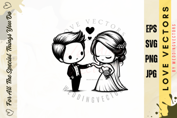 Celebrate Matrimonial Bliss with Wedding Couple and Love Vectors - C3907