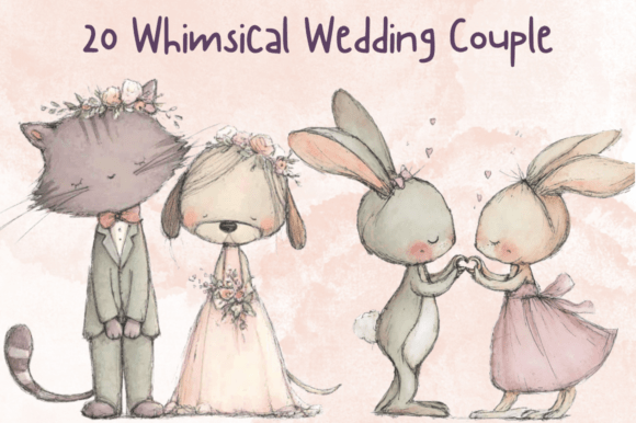 Charming Whimsy for Wedding Projects: The Wedding Couple Animals Clipart Set