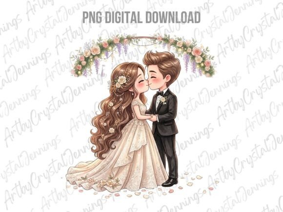 Cute Chibi Wedding Couple PNG: A Designer's Asset