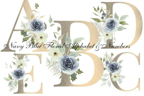 Elegant Dusty Blue Wedding Monogram Letters A-Z