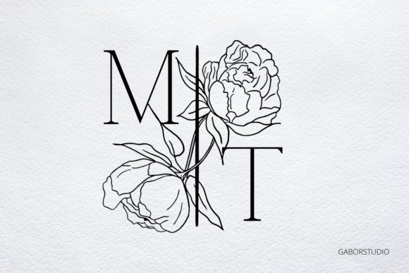 Elegant Peony Monogram Frames for Wedding Stationery & SVG Projects