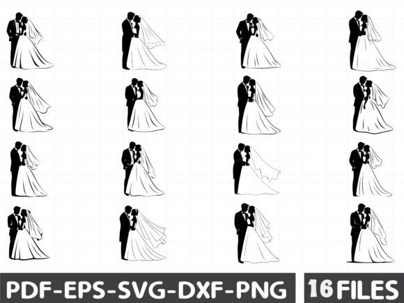Elegant Wedding Silhouette Design Pack for Digital Crafting