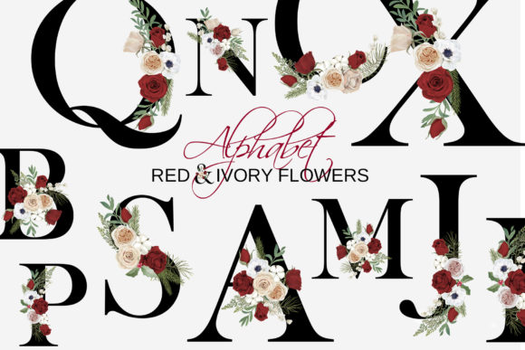 Elevate Your Brand with Floral Wedding Alphabet Clipart