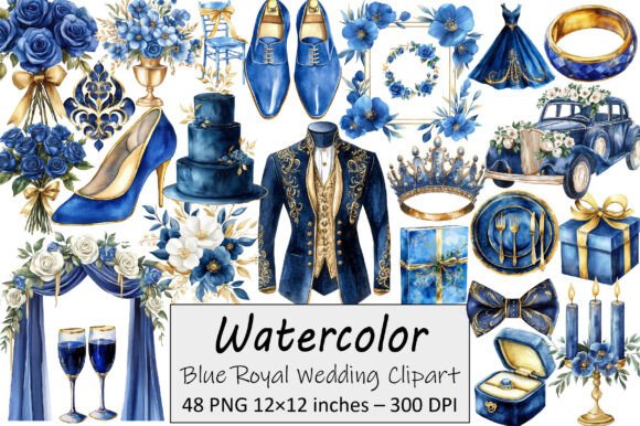 Elevate Your Projects with Blue Royal Wedding Clipart