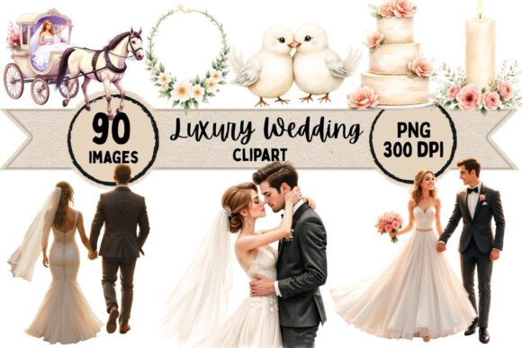 Elevate Your Projects with Luxury Wedding Clipart