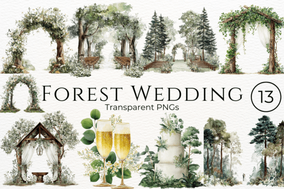 Enchanting Forest Wedding Watercolor Clipart: Your Creative Toolkit