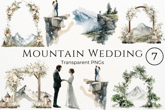 Mountain Wedding Watercolor Clipart: Elevate Your Designs