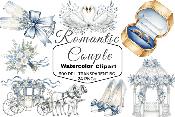 Romantic Wedding Watercolor PNG Bundle: A Designer's Fairytale Toolkit