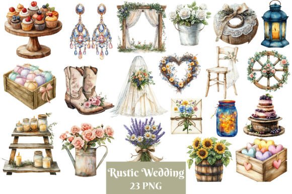Rustic Wedding Clipart: Farmhouse Design for Authentic Projects