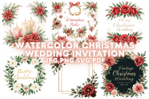 Watercolor Christmas Wedding Invitation: A Festive Design Asset