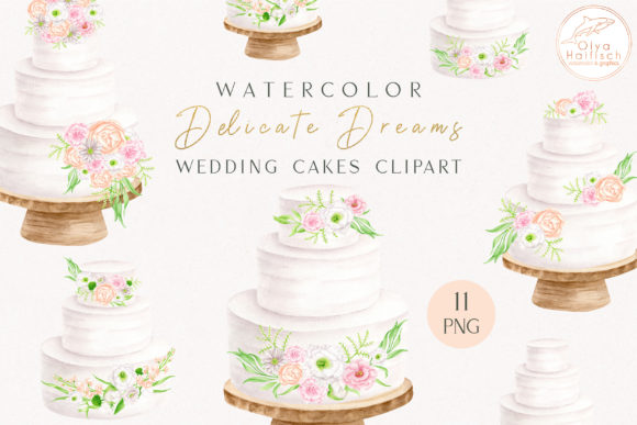 Wedding Cake Watercolor PNG Clipart for Invitations