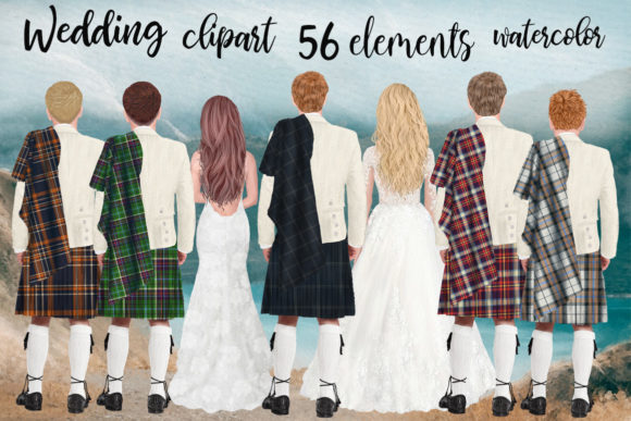 Wedding Clipart Men in Kilts Tartan Png: A Designer's Highland Asset