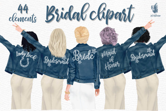 Wedding Clipart: Styling Brides in Jackets for Modern Designs