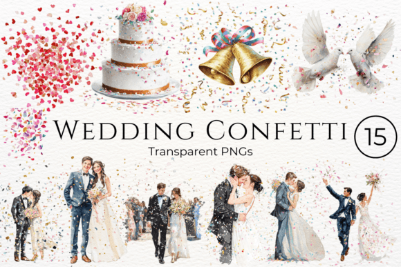 Wedding Confetti Watercolor Clipart: A Burst of Joy for Your Designs