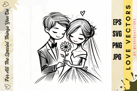 Wedding Couple and Love Vectors - C717: Capturing Romance in Design