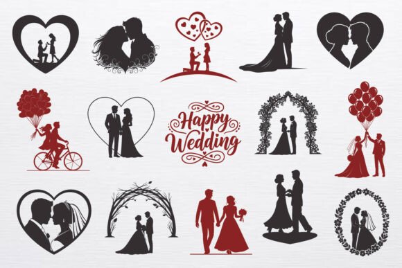 Wedding Couple SVG & PNG: Romantic Design Assets