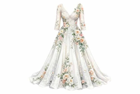 White Wedding Dress Bridal Clipart: A Designer's Essential Asset
